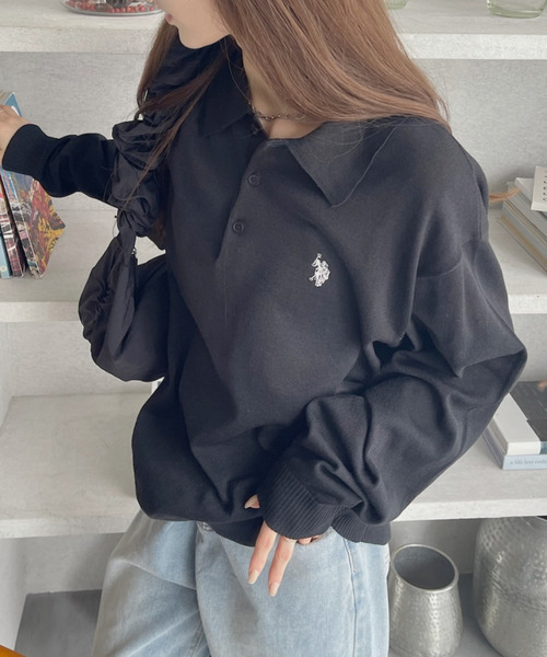 U.S. POLO ASSN.(ユーエスポロアッスン)の「U.S. POLO ASSN. /ユーエスポロアッスン Ada.別注 長袖ワンポイント春ニットポロシャツ(ニット/セーター・レディース・ネイビー/ブラウン/アイボリー/ブラック/ダークオリーブ/ブルー系その他/ライトグレー/ライトピンク・S/M/L)」の17枚目の写真
