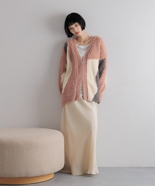 シャギーZIPカーディガンロングスリーブ 150553（カーディガン