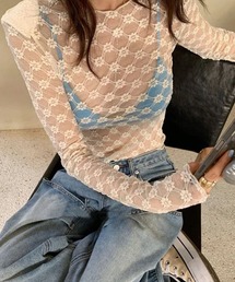 HALEY PESCA/フラワーシースルートップス