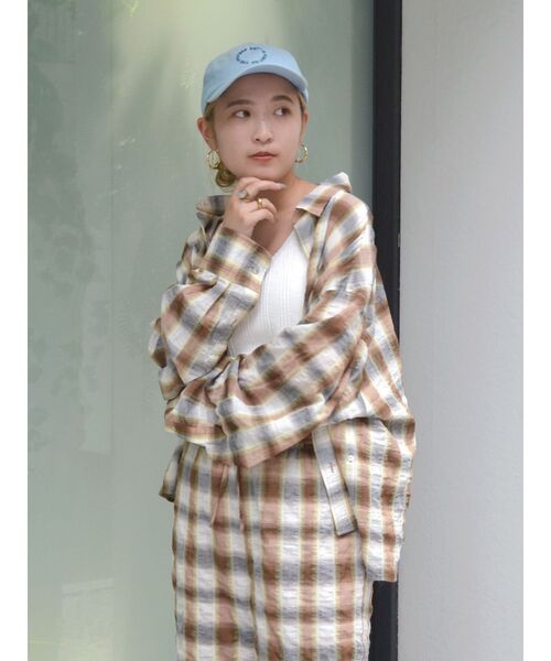 Ungrid（アングリッド）の「サイドスリットチェックシャツ（シャツ/ブラウス・レディース・ブルー/オレンジ・FREE）」の15枚目の写真