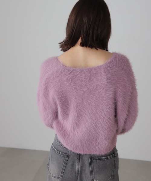 FREE'S MART（フリーズマート）の「Vネックシャギーニットカーディガン（カーディガン/ボレロ・レディース・ホワイト/グレー/グリーン/パープル・FREE）」の15枚目の写真