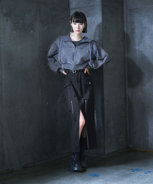 HARE（ハレ）の「【EDGY MODE SET UP対応】ビジューポケットスカート(HARE)（スカート・レディース・ブラック・FREE）」の5枚目の写真