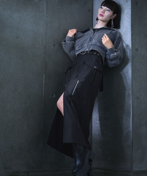 HARE（ハレ）の「【EDGY MODE SET UP対応】ビジューポケットスカート(HARE)（スカート・レディース・ブラック・FREE）」の6枚目の写真