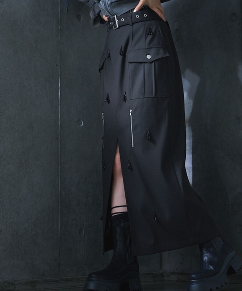 HARE（ハレ）の「【EDGY MODE SET UP対応】ビジューポケットスカート(HARE)（スカート・レディース・ブラック・FREE）」の7枚目の写真