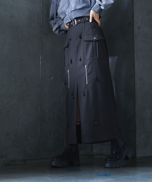 HARE（ハレ）の「【EDGY MODE SET UP対応】ビジューポケットスカート(HARE)（スカート・レディース・ブラック・FREE）」の8枚目の写真