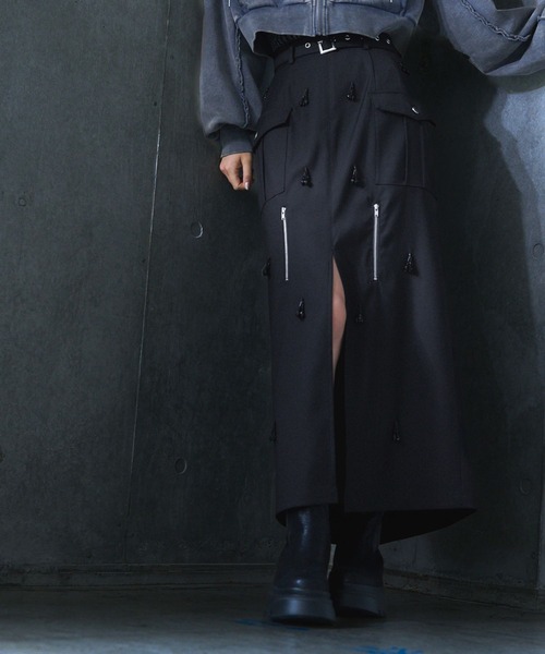 HARE（ハレ）の「【EDGY MODE SET UP対応】ビジューポケットスカート(HARE)（スカート・レディース・ブラック・FREE）」の9枚目の写真