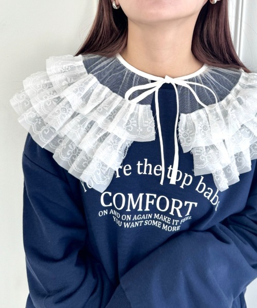 Loueme（ルエム）の「レースティアードフリル付け襟（付け襟・レディース・ブラック/ホワイト・FREE）」の2枚目の写真