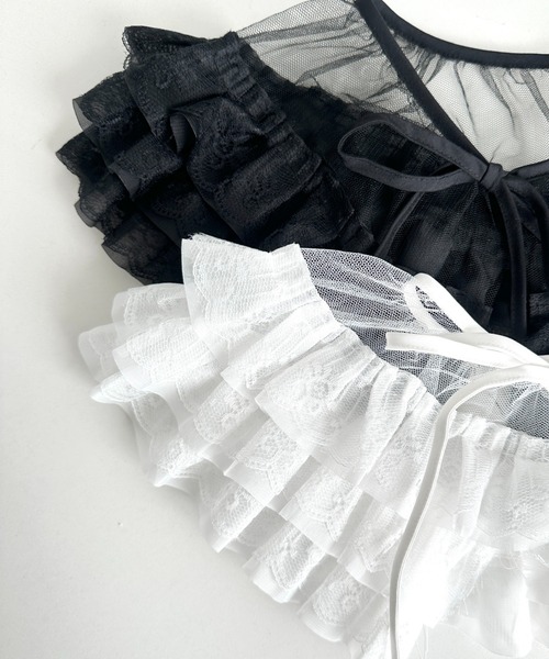 Loueme（ルエム）の「レースティアードフリル付け襟（付け襟・レディース・ブラック/ホワイト・FREE）」の13枚目の写真