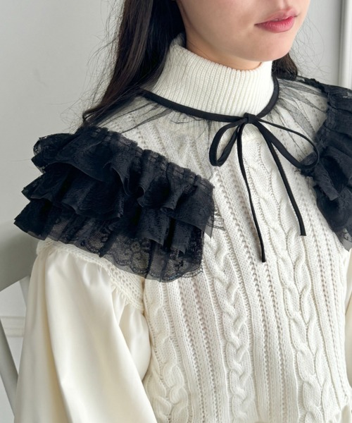 Loueme（ルエム）の「レースティアードフリル付け襟（付け襟・レディース・ブラック/ホワイト・FREE）」の10枚目の写真