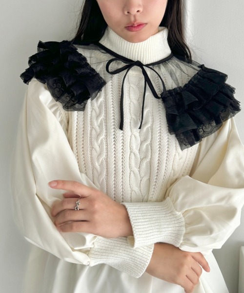 Loueme（ルエム）の「レースティアードフリル付け襟（付け襟・レディース・ブラック/ホワイト・FREE）」の11枚目の写真