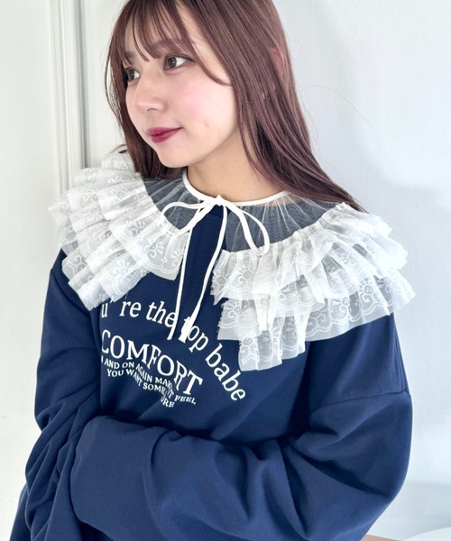 Loueme（ルエム）の「レースティアードフリル付け襟（付け襟・レディース・ブラック/ホワイト・FREE）」の3枚目の写真