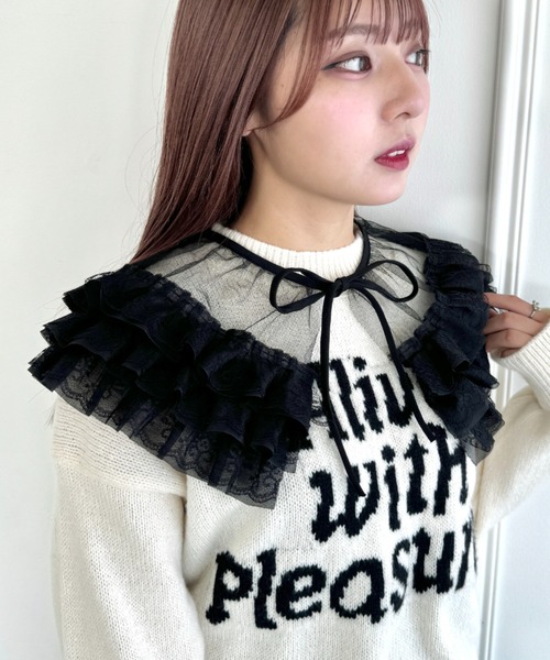 Loueme（ルエム）の「レースティアードフリル付け襟（付け襟・レディース・ブラック/ホワイト・FREE）」の7枚目の写真