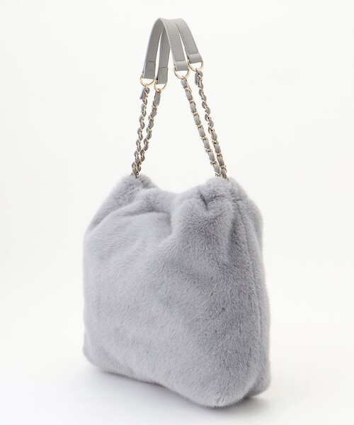 ANY SIS（エニィスィス）の「フェイクファーチェーン トートバッグ（ショルダーバッグ・レディース・ライトグレー系/ダークブラウン系・2）」の5枚目の写真