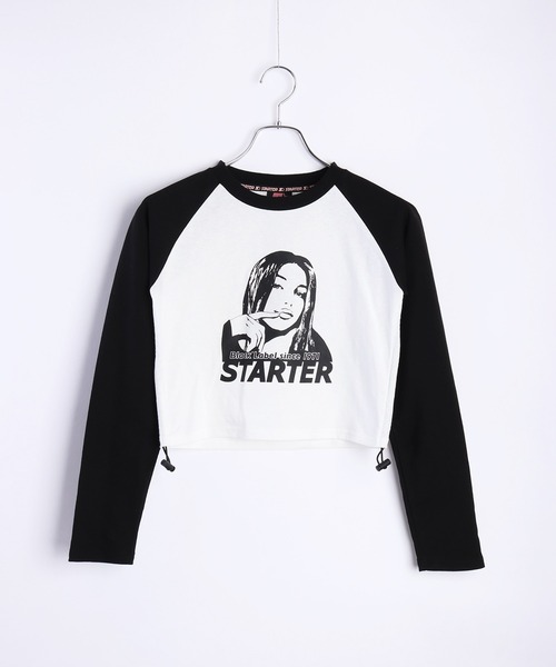 STARTER(スターター)の「STARTER BLACK LABEL ラグランスリーブ クロップド丈 裾シャーリング ロンT スター WOMAN(Tシャツ/カットソー・レディース・ホワイト/ホワイト系その他/ピンク・M/L)」の8枚目の写真