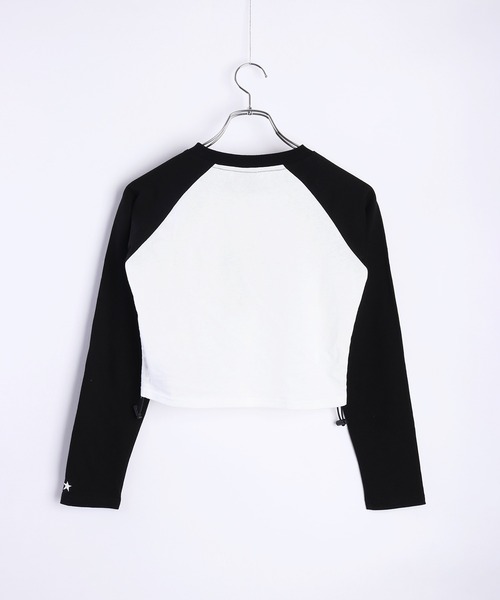 STARTER(スターター)の「STARTER BLACK LABEL ラグランスリーブ クロップド丈 裾シャーリング ロンT スター WOMAN(Tシャツ/カットソー・レディース・ホワイト/ホワイト系その他/ピンク・M/L)」の9枚目の写真