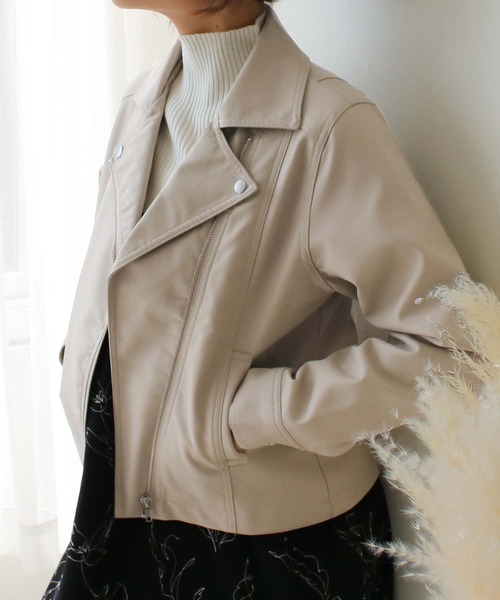 フェイクレザーライダースジャケット（ライダースジャケット）｜Social