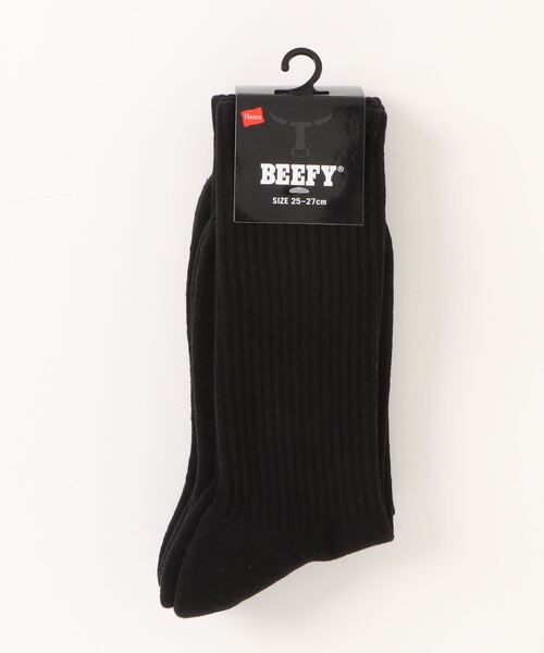 HANES（ヘインズ）の「【HANES/ヘインズ】BEEFYフルレングスソックス2足組 HMSBW001（ソックス/靴下・メンズ・ブラック/ホワイト・MEDIUM）」の2枚目の写真