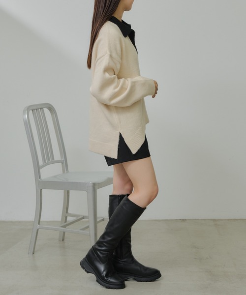 RAY CASSIN(レイカズン)の「【チクチクしないニット】スキッパーポロ刺繍ニット(ニット/セーター・レディース・アイボリー/ホワイト系その他2/グレー系その他2・FREE)」の13枚目の写真