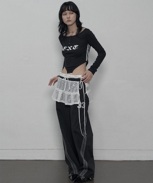 SETUPEXE（セットアップイーエックスイー）の「SETUP EXE／33スターラインパンツ（その他パンツ・レディース・ベージュ/ブラック・FREE）」の4枚目の写真