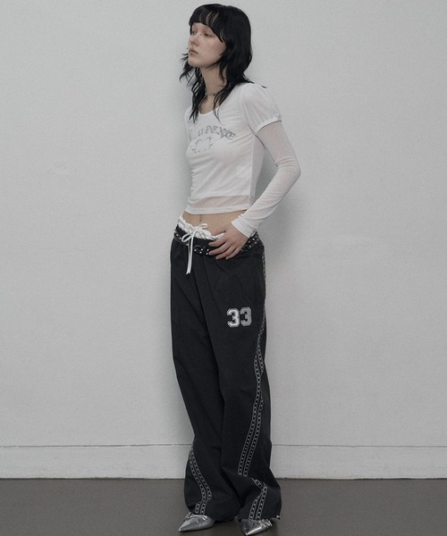 SETUPEXE（セットアップイーエックスイー）の「SETUP EXE／33スターラインパンツ（その他パンツ・レディース・ベージュ/ブラック・FREE）」の6枚目の写真