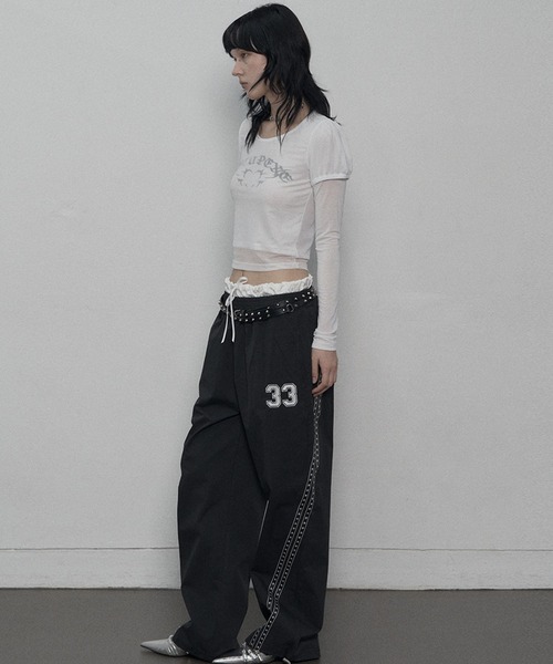 SETUPEXE（セットアップイーエックスイー）の「SETUP EXE／33スターラインパンツ（その他パンツ・レディース・ベージュ/ブラック・FREE）」の7枚目の写真