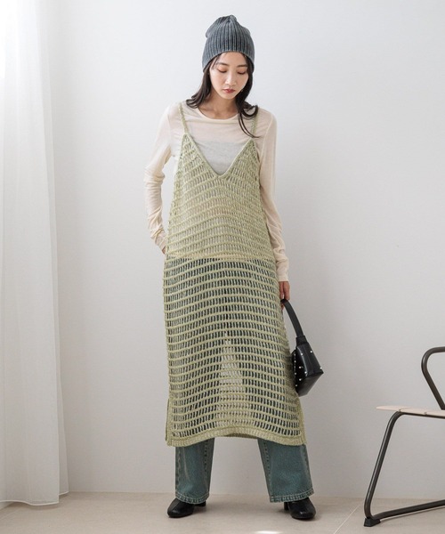 LOWRYS FARM（ローリーズファーム）の「ニットキャミワンピース　150225（ワンピース・レディース・アイボリー/ブラック/グリーン・FREE）」の14枚目の写真