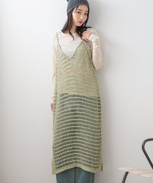 LOWRYS FARM（ローリーズファーム）の「ニットキャミワンピース　150225（ワンピース・レディース・アイボリー/ブラック/グリーン・FREE）」の17枚目の写真