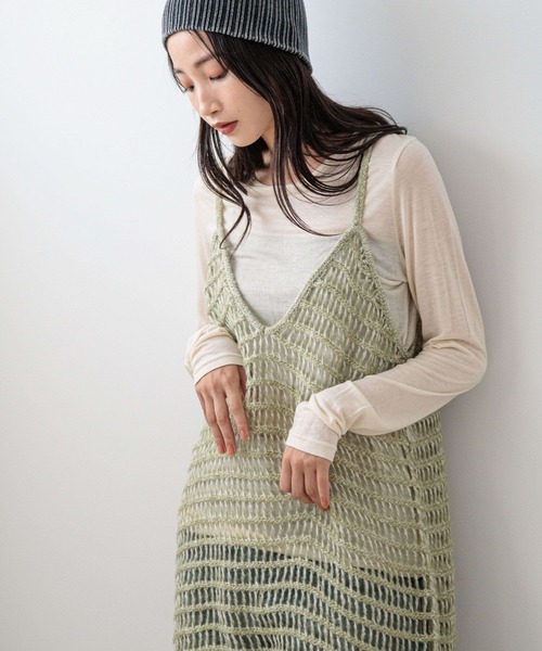 LOWRYS FARM（ローリーズファーム）の「ニットキャミワンピース　150225（ワンピース・レディース・アイボリー/ブラック/グリーン・FREE）」の19枚目の写真