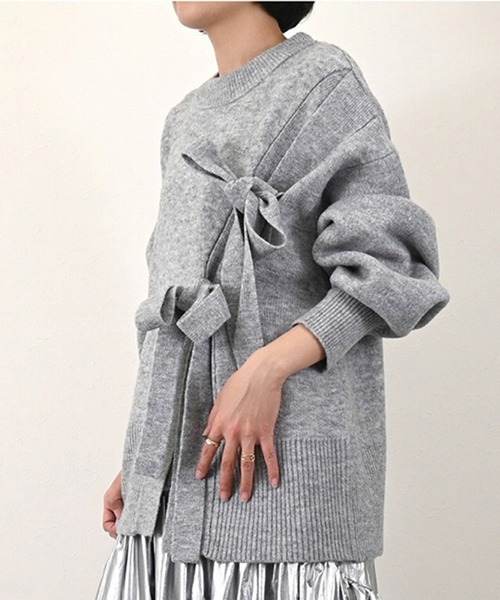STYLEBLOCK（スタイルブロック）の「7GGスリットリボンニットプルオーバー（ニット/セーター・レディース・アイボリー/ピンク/グレー/ラベンダー・M）」の8枚目の写真