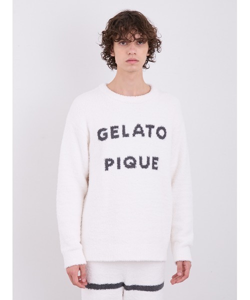 gelato pique（ジェラートピケ）の「【HOMME】パウダーロゴジャガードプルオーバー&ロングパンツセット（ルームウェア/パジャマ・メンズ・チャコールグレー/オフホワイト・MEDIUM/LARGE）」の7枚目の写真