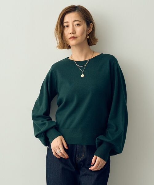YECCA VECCA(イェッカヴェッカ)の「ボリューム袖ニット(ニット/セーター・レディース・ブラック/グレイッシュベージュ/ボルドー/グリーン・FREE)」の4枚目の写真