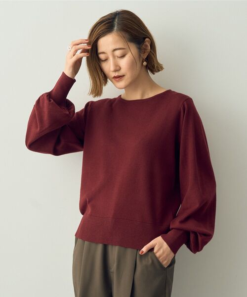 YECCA VECCA(イェッカヴェッカ)の「ボリューム袖ニット(ニット/セーター・レディース・ブラック/グレイッシュベージュ/ボルドー/グリーン・FREE)」の5枚目の写真