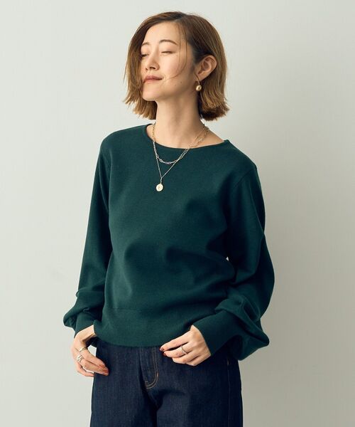 YECCA VECCA(イェッカヴェッカ)の「ボリューム袖ニット(ニット/セーター・レディース・ブラック/グレイッシュベージュ/ボルドー/グリーン・FREE)」の7枚目の写真