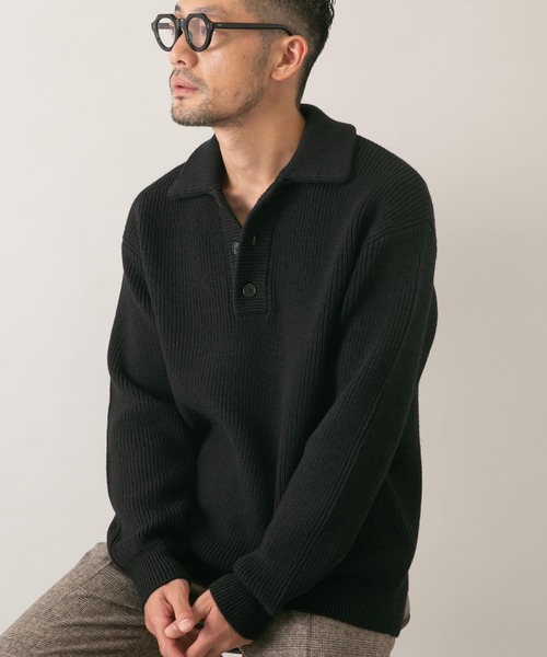 セール】『XLサイズあり』メリノウールリラックスポロニット（ニット