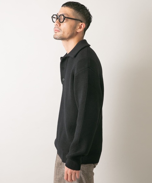 セール】『XLサイズあり』メリノウールリラックスポロニット（ニット