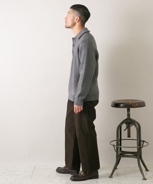 セール】『XLサイズあり』メリノウールリラックスポロニット（ニット