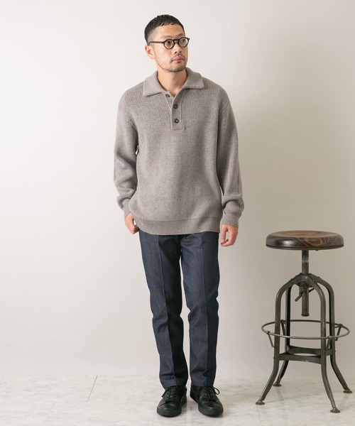 URBAN RESEARCH ROSSO MEN(アーバンリサーチロッソメン)の「『XLサイズあり』メリノウールリラックスポロニット(ニット/セーター・メンズ・ダークブラウン/ネイビー/グレー/ブラック/グレー系その他・SMALL/MEDIUM/LARGE/X-LARGE)」の18枚目の写真