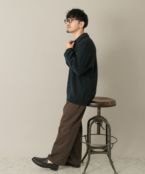 セール】『XLサイズあり』メリノウールリラックスポロニット（ニット