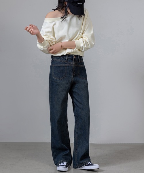 DAY CLOSET（デイ クローゼット）の「【ショート丈/そのまま肩出しワンショル】長袖 2WAY オフショルダー スウェット トレーナー レディース（スウェット・レディース・グレー/アイボリー/ブラック・FREE）」の10枚目の写真