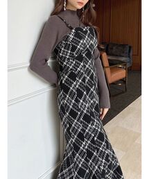 RESEXXY | フリンジチェックベアワンピース(ワンピース)