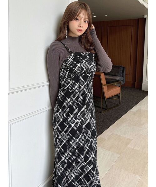 RESEXXY(リゼクシー)の「フリンジチェックベアワンピース(ワンピース・レディース・ブラック/ベージュ/イエロー・FREE)」の7枚目の写真