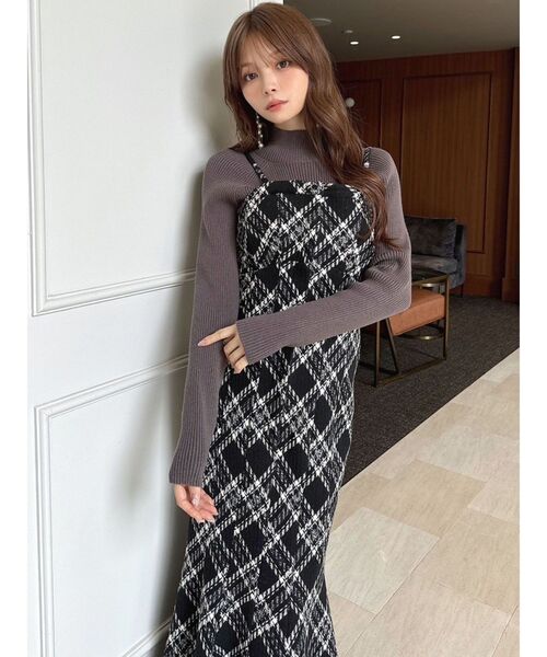 RESEXXY(リゼクシー)の「フリンジチェックベアワンピース(ワンピース・レディース・ブラック/ベージュ/イエロー・FREE)」の8枚目の写真