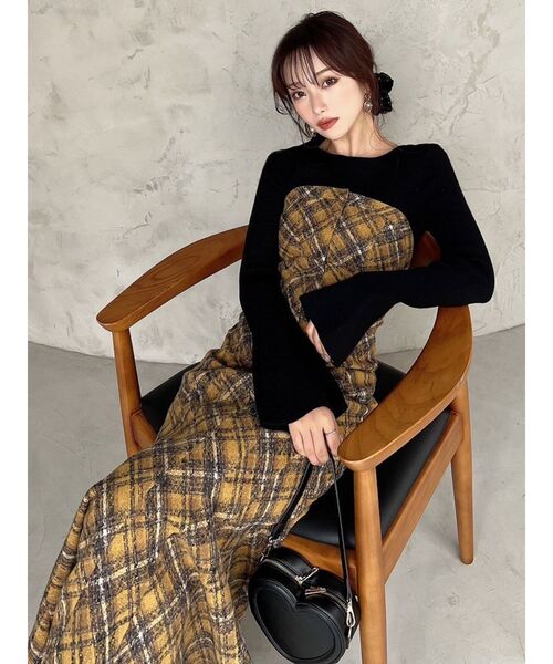 RESEXXY(リゼクシー)の「フリンジチェックベアワンピース(ワンピース・レディース・ブラック/ベージュ/イエロー・FREE)」の12枚目の写真