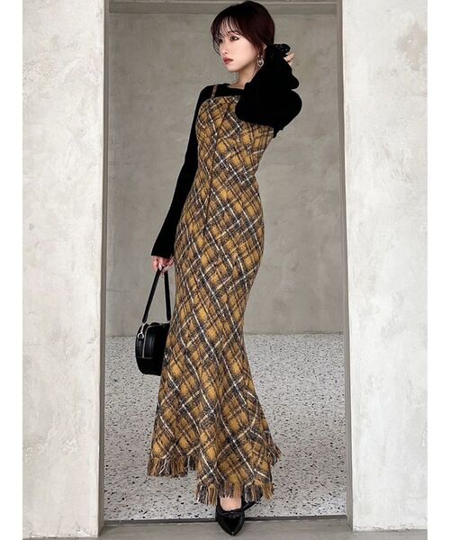 RESEXXY(リゼクシー)の「フリンジチェックベアワンピース(ワンピース・レディース・ブラック/ベージュ/イエロー・FREE)」の17枚目の写真