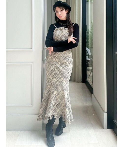 RESEXXY(リゼクシー)の「フリンジチェックベアワンピース(ワンピース・レディース・ブラック/ベージュ/イエロー・FREE)」の21枚目の写真