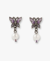 未使用　ANNA SUI　ロゴ　ハート　蝶　両耳　ピアス　パープル　紫　ゴスロリ ANNA SUI（アナスイ）の「チェリーモチーフ ピアス（ピアス（両