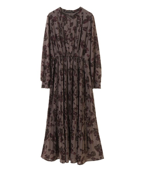 YECCA VECCA（イェッカヴェッカ）の「アートフラワー柄プリーツワンピース（ワンピース・レディース・オフホワイト/グレイッシュブルー/モカ・FREE）」の2枚目の写真