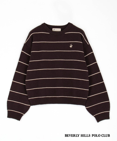 BEVERLY HILLS POLO CLUB(ビバリーヒルズポロクラブ)の「【BEVERLY HILLS POLO CLUB】ボーダーニットプルオーバー(ニット/セーター・レディース・ベージュ/ネイビー/ブラウン/ボルドー/オフホワイト・FREE)」の8枚目の写真