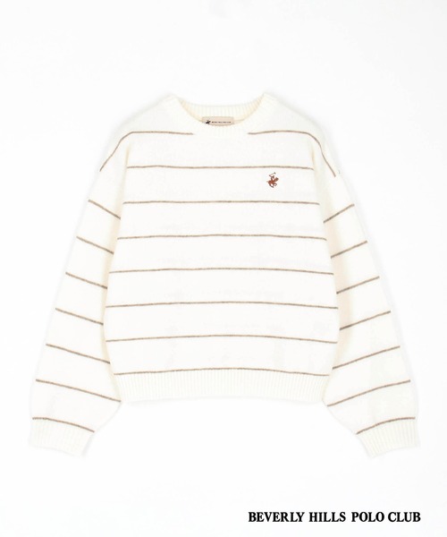 BEVERLY HILLS POLO CLUB(ビバリーヒルズポロクラブ)の「【BEVERLY HILLS POLO CLUB】ボーダーニットプルオーバー(ニット/セーター・レディース・ベージュ/ネイビー/ブラウン/ボルドー/オフホワイト・FREE)」の10枚目の写真