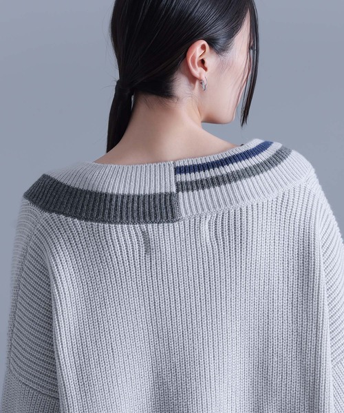 kOhAKU（コハク）の「『アシメ衿デザインニット』（ニット/セーター・レディース・ライトグレー/ブラック・FREE）」の20枚目の写真